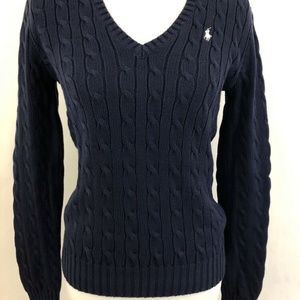 Navy Ralph Lauren Cable Knit Cotton Sweater